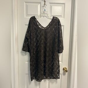 Brown Floral Lace Tunic